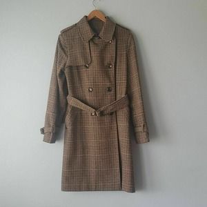 Vince Camuto Brown Wool Blend Knee Length Coat